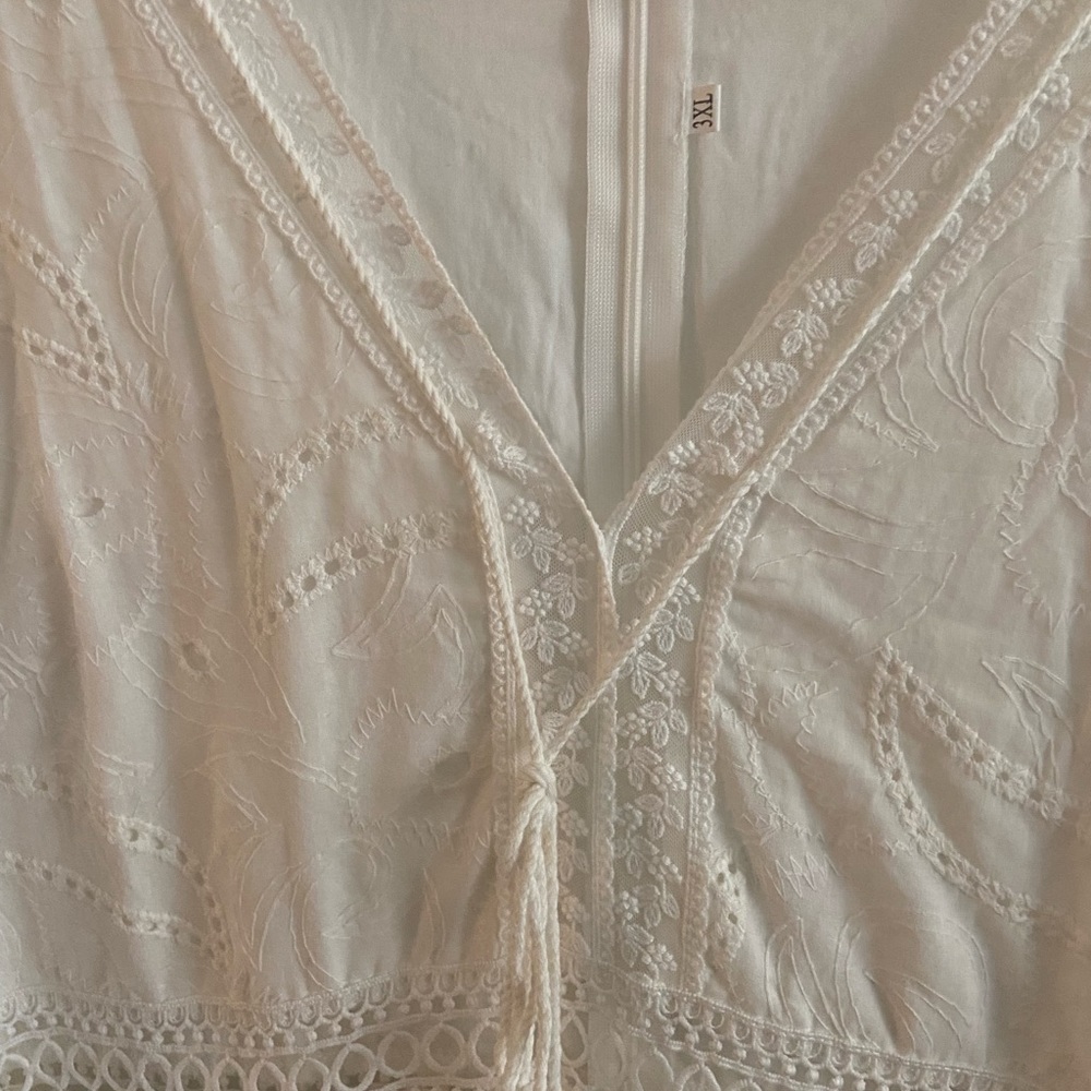 Hollow Out Ruffle Cotton Linen dress